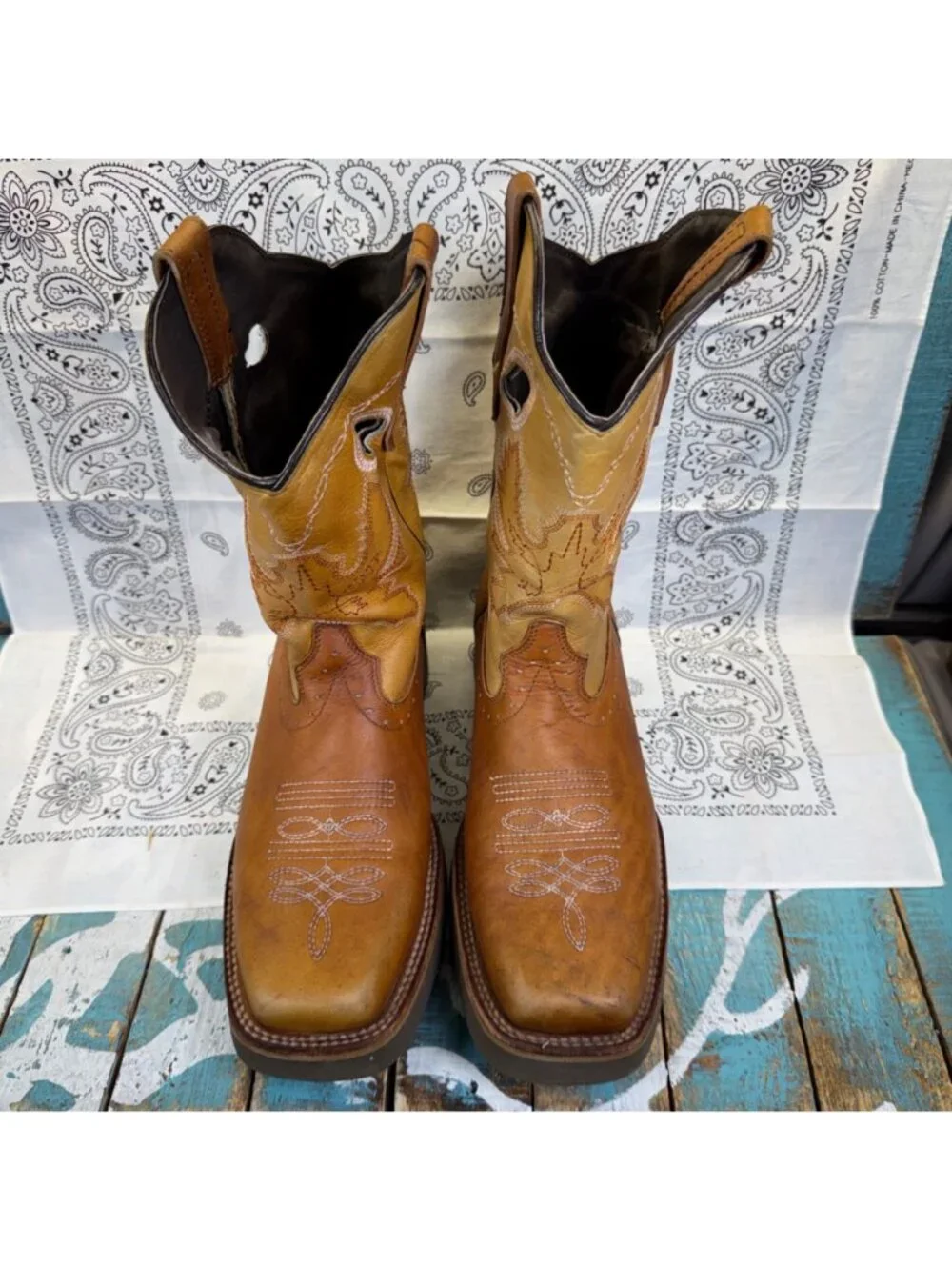 VTG Arco Humming Square Toe Work/Farm/Industrial Boots Sz 26 US 8 Leather Brown
